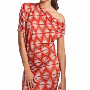 BCBGMaxAzria Orange Mini Dress One Shoulder SizeXS
